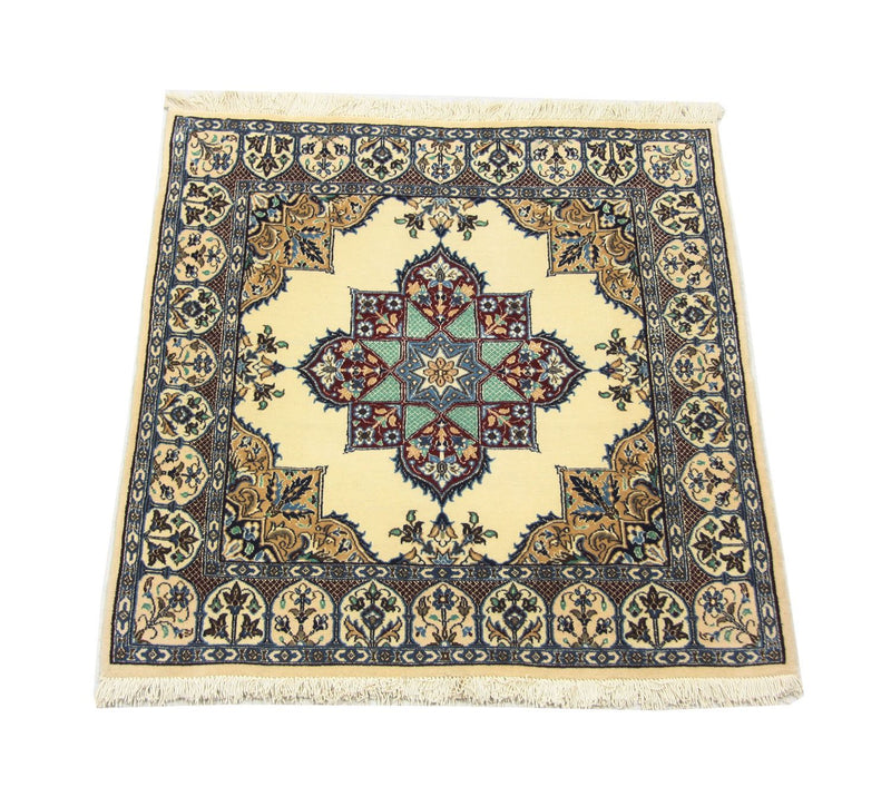 Alfombra persa - Nain cuadrado  - 105 x 97 cm - blanco natural