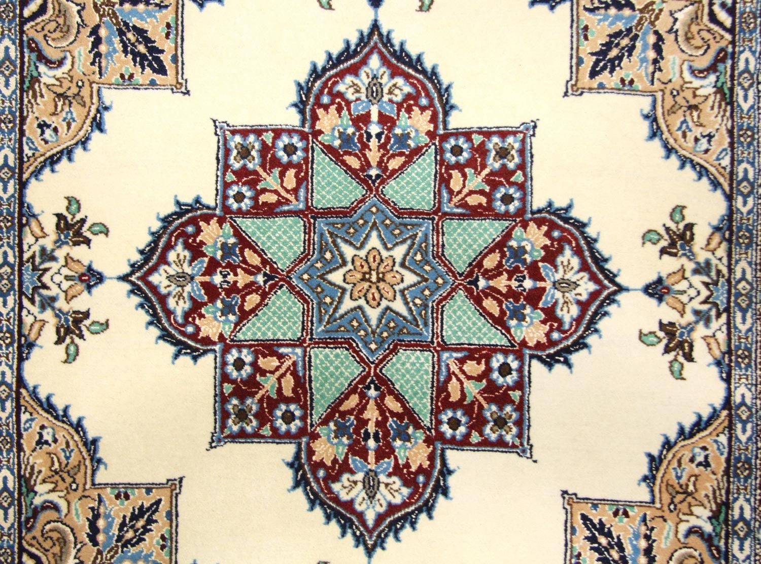 Alfombra persa - Nain cuadrado  - 105 x 97 cm - blanco natural