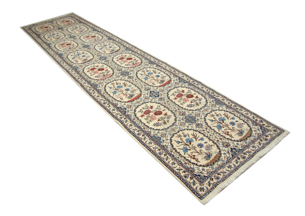 Alfombra de pasillo Alfombra Persa - Nain - Prima - 400 x 96 cm - blanco natural