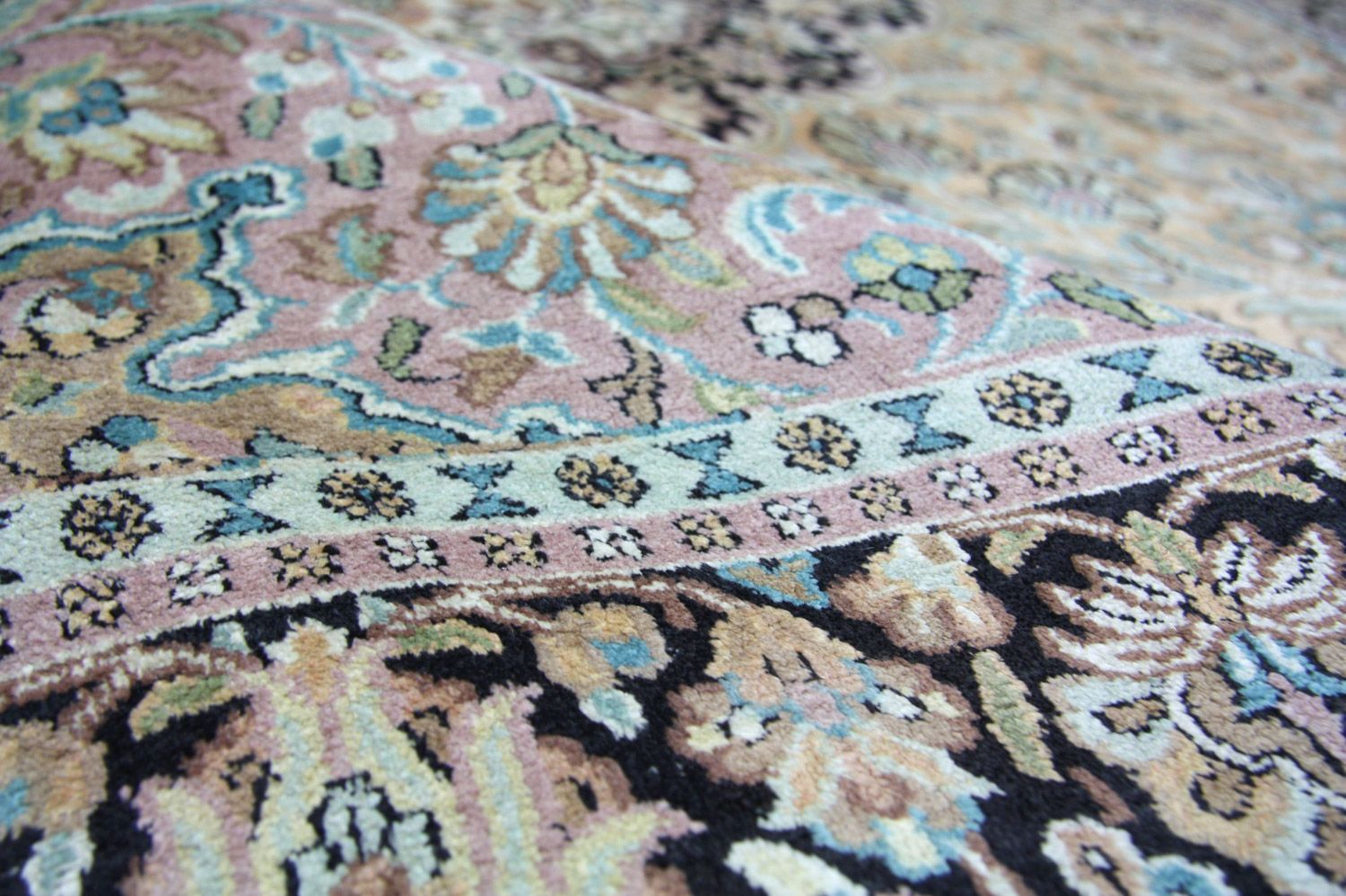 Alfombra de seda - Seda de Cachemira - 290 x 185 cm - azul
