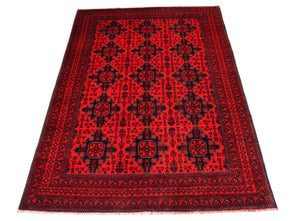 Alfombra afgana - Kunduz - 292 x 197 cm - rojo