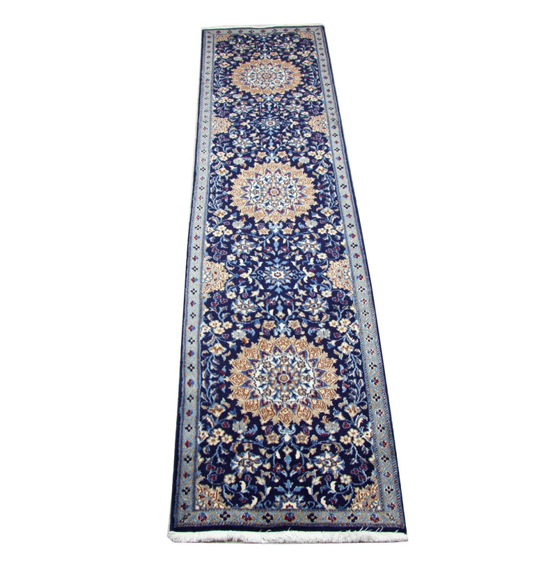 Alfombra de pasillo Alfombra persa - Nain - 340 x 80 cm - azul