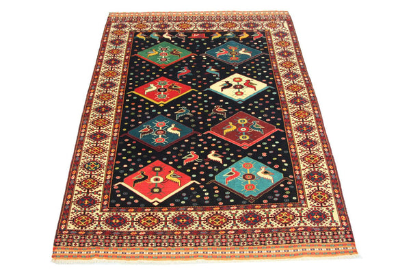 Alfombra Turkaman cuadrado  - 158 x 132 cm - azul