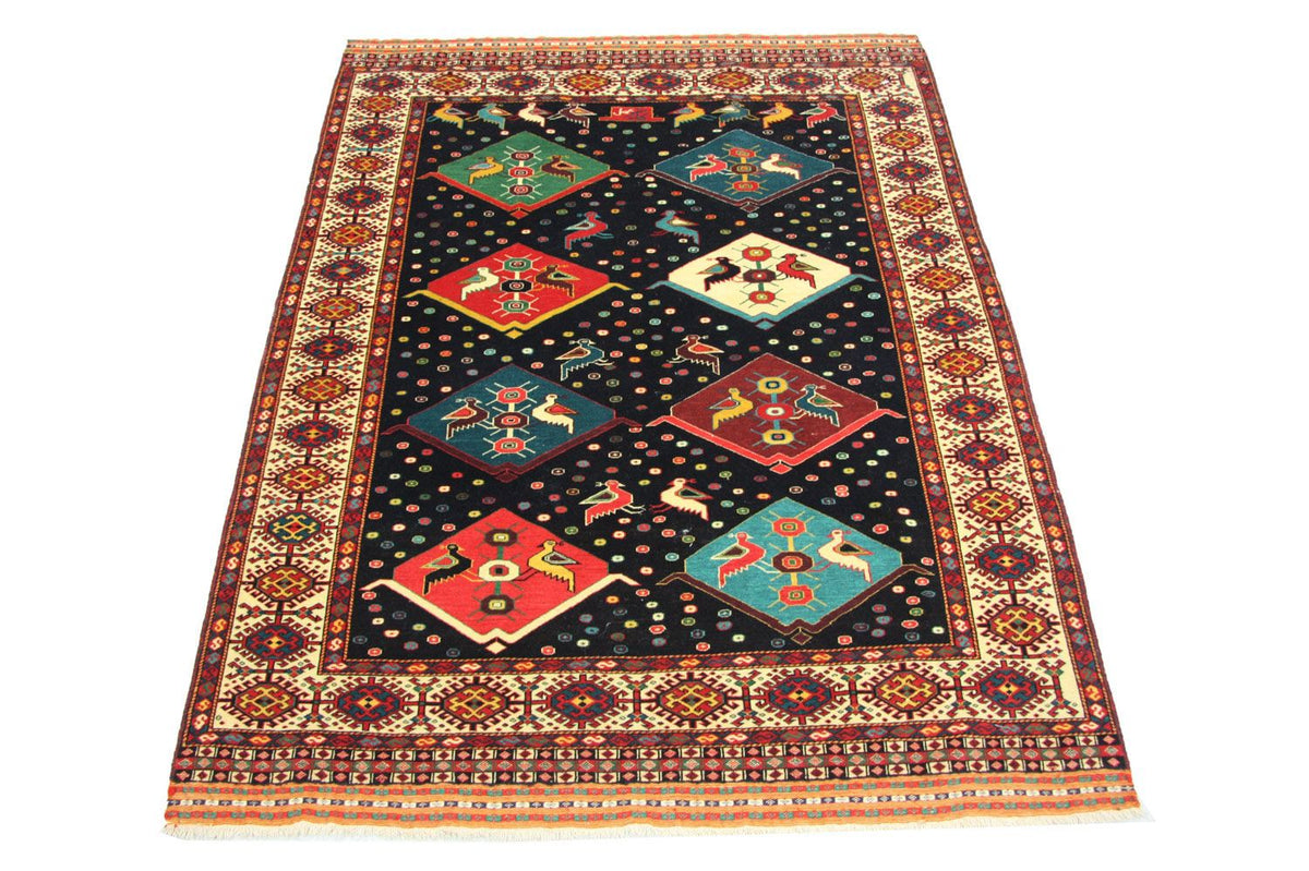 Alfombra Turkaman cuadrado  - 158 x 132 cm - azul