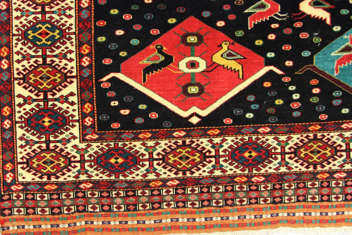 Alfombra Turkaman cuadrado  - 158 x 132 cm - azul