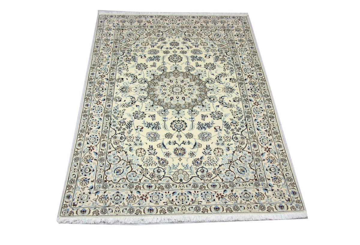 Alfombra persa - Nain - 244 x 155 cm - blanco natural