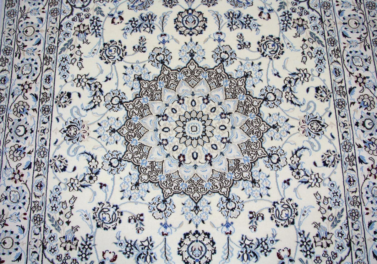 Alfombra persa - Nain - 244 x 155 cm - blanco natural