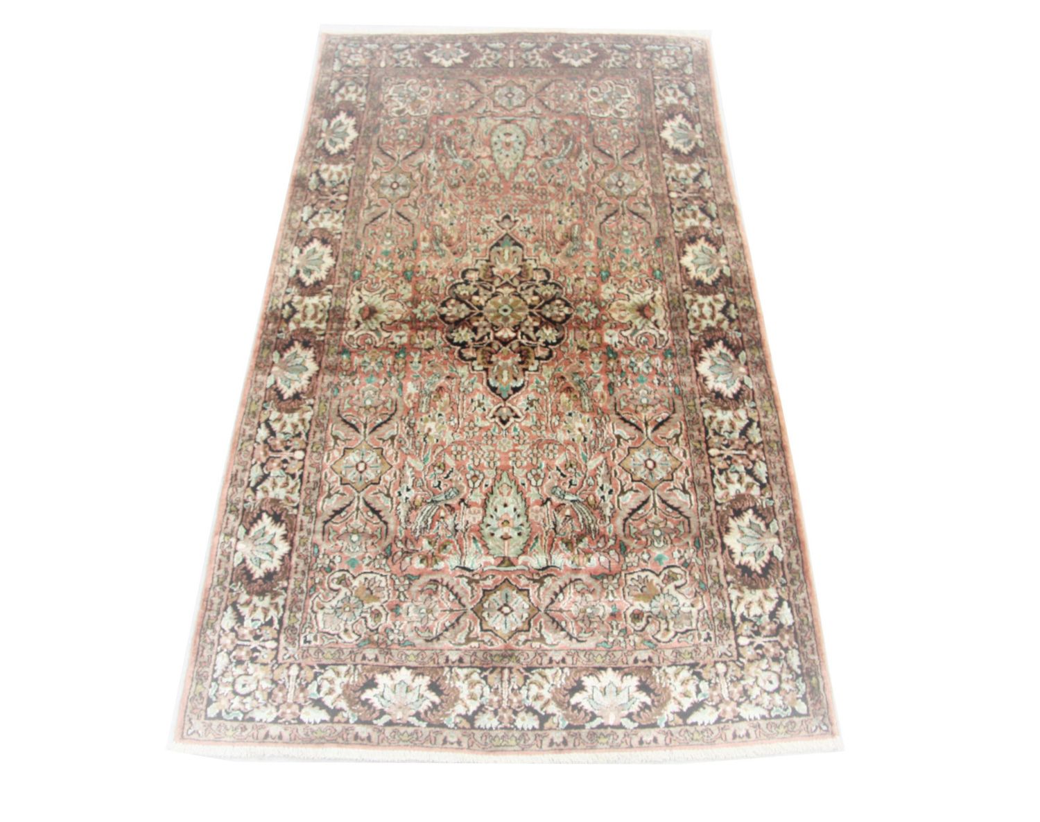 Alfombra de seda - Seda de Cachemira - 164 x 91 cm - marrón