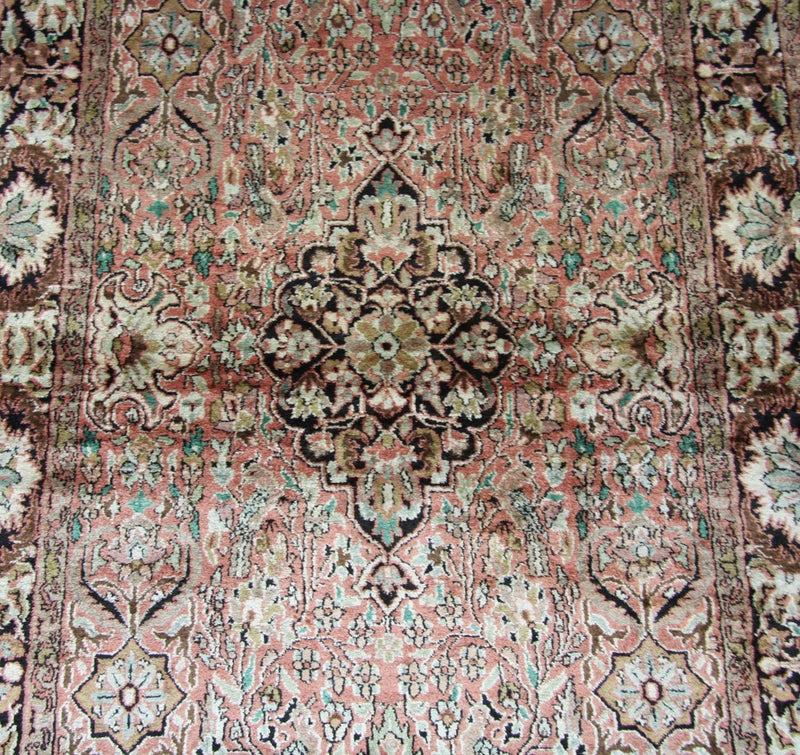 Alfombra de seda - Seda de Cachemira - 164 x 91 cm - marrón