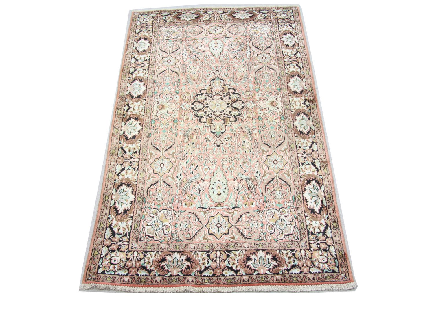 Alfombra de seda - Seda de Cachemira - 164 x 91 cm - marrón
