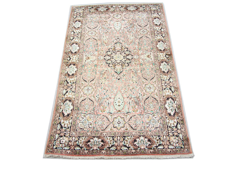 Alfombra de seda - Seda de Cachemira - 164 x 91 cm - marrón