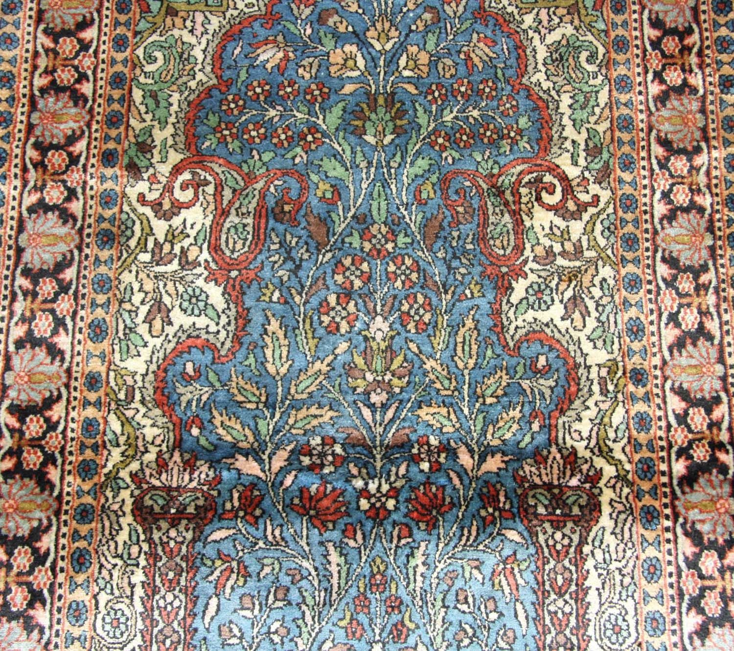 Alfombra de seda - Seda de Cachemira - 156 x 90 cm - azul
