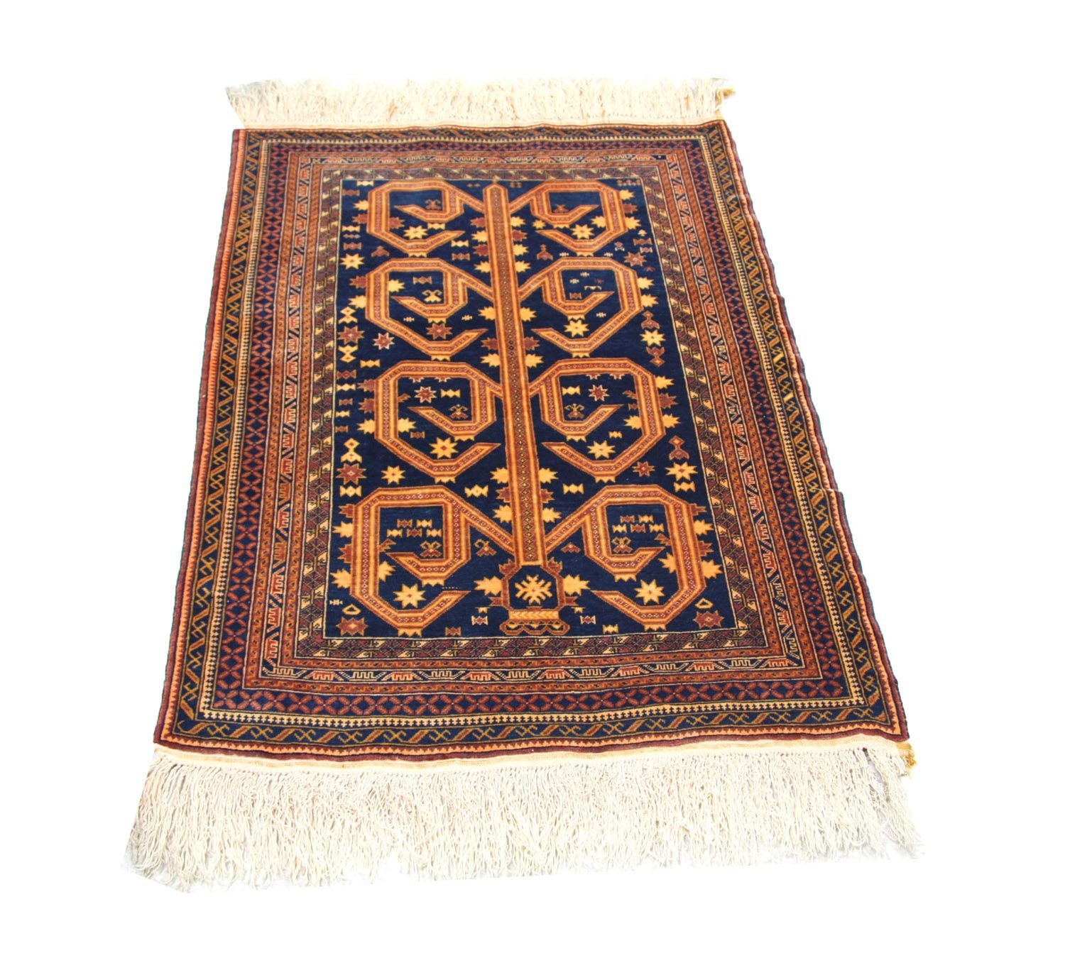 Alfombra afgana - 140 x 95 cm - azul