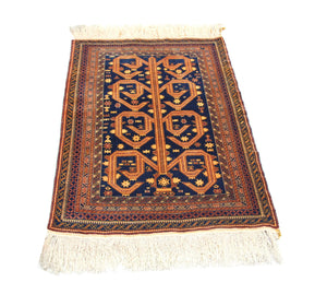 Alfombra afgana - 140 x 95 cm - azul