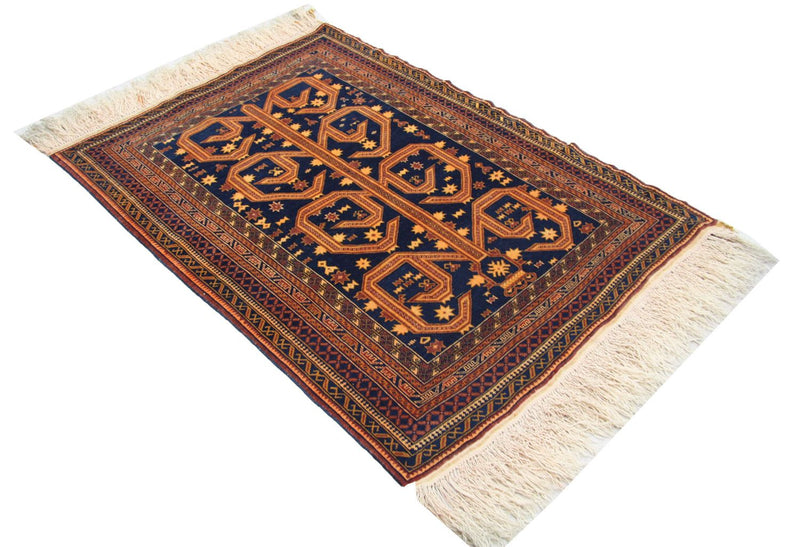 Alfombra afgana - 140 x 95 cm - azul