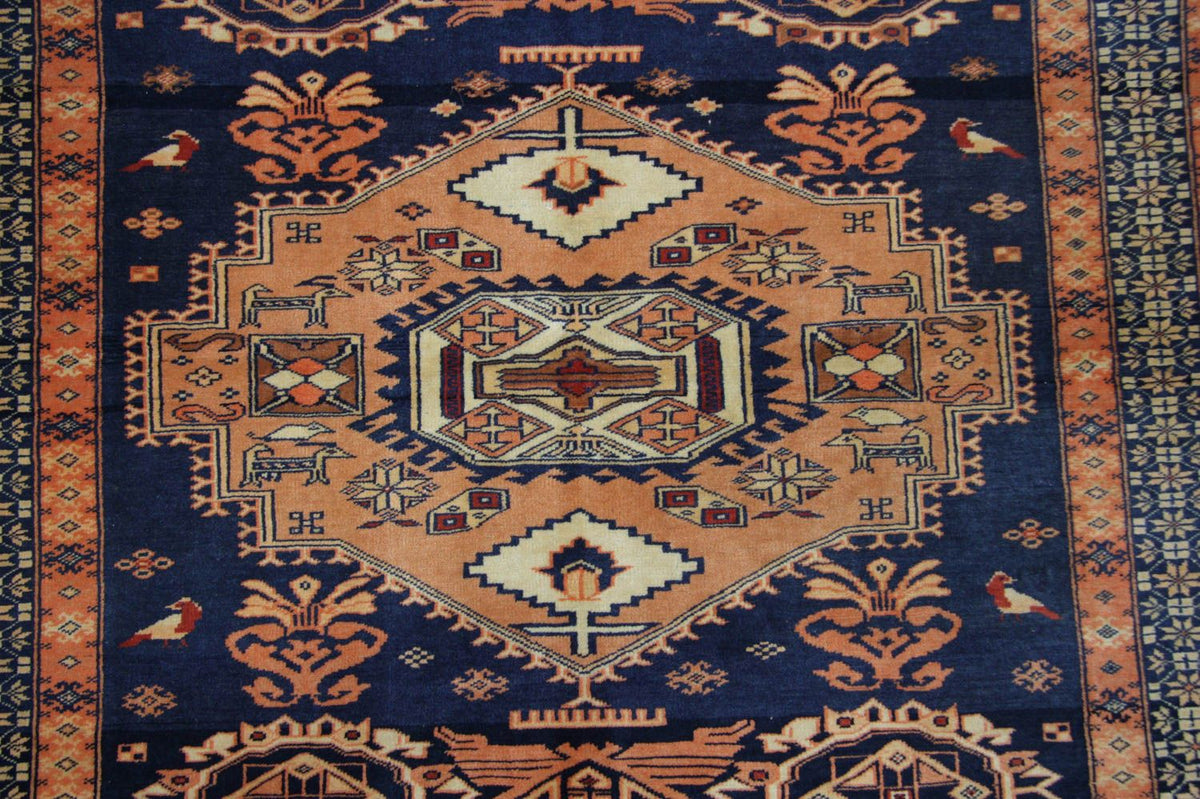 Alfombra afgana - 129 x 107 cm - azul