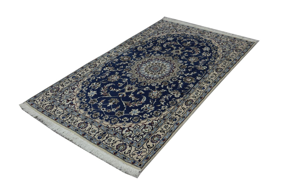Alfombra de pasillo Alfombra Persa - Nain - Real - 180 x 106 cm - azul oscuro