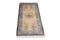 Alfombra de seda - Seda china - 136 x 70 cm - azul