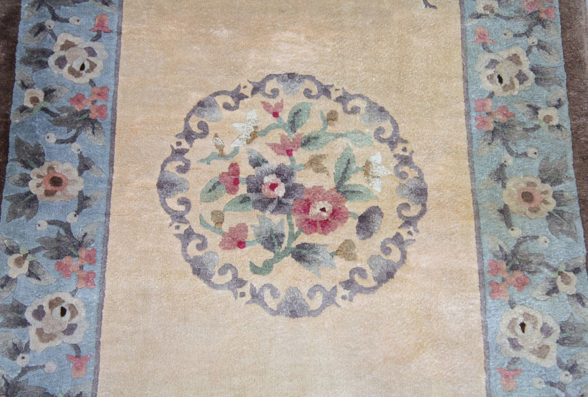 Alfombra de seda - Seda china - 136 x 70 cm - azul