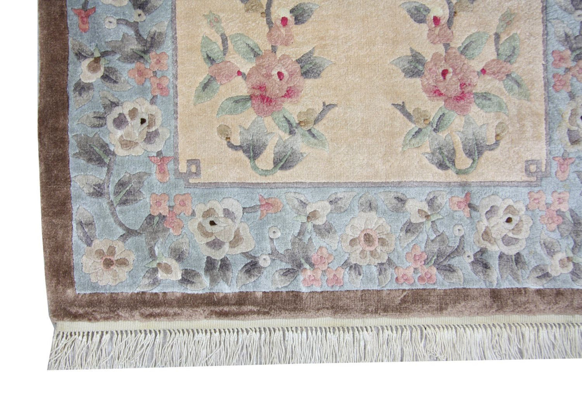 Alfombra de seda - Seda china - 136 x 70 cm - azul