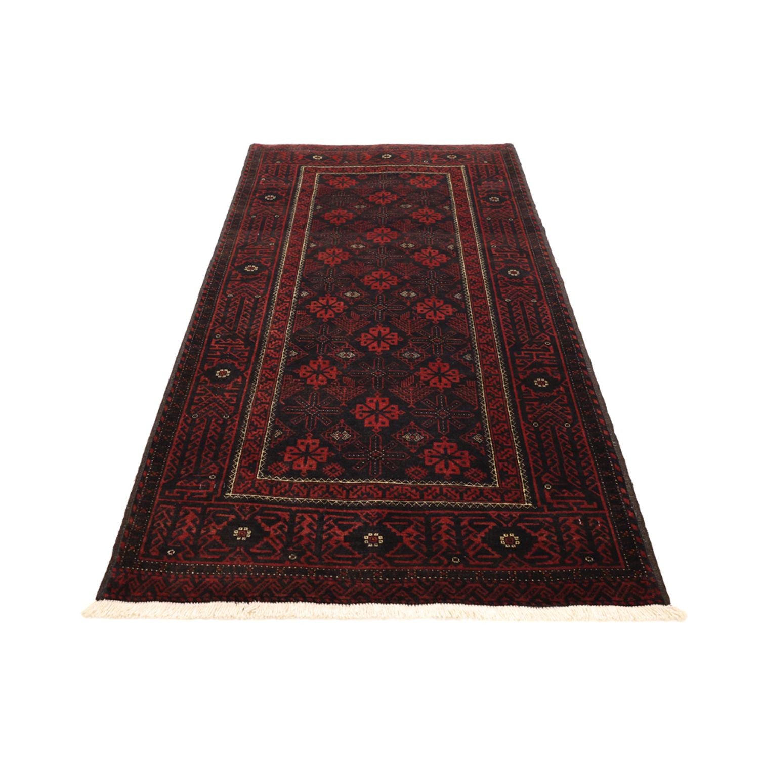 Alfombra de pasillo Alfombra Belutsch - 193 x 104 cm - rojo oscuro