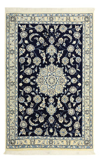 Alfombra Persa - Nain - Real - Real - 136 x 89 cm - azul oscuro