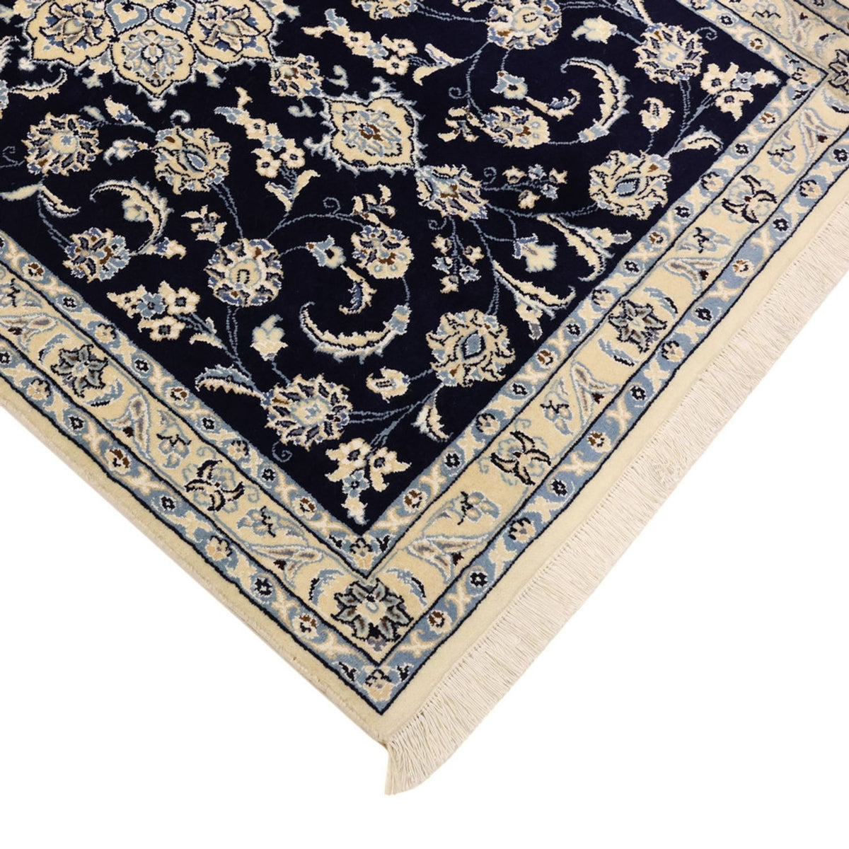 Alfombra Persa - Nain - Real - Real - 136 x 89 cm - azul oscuro