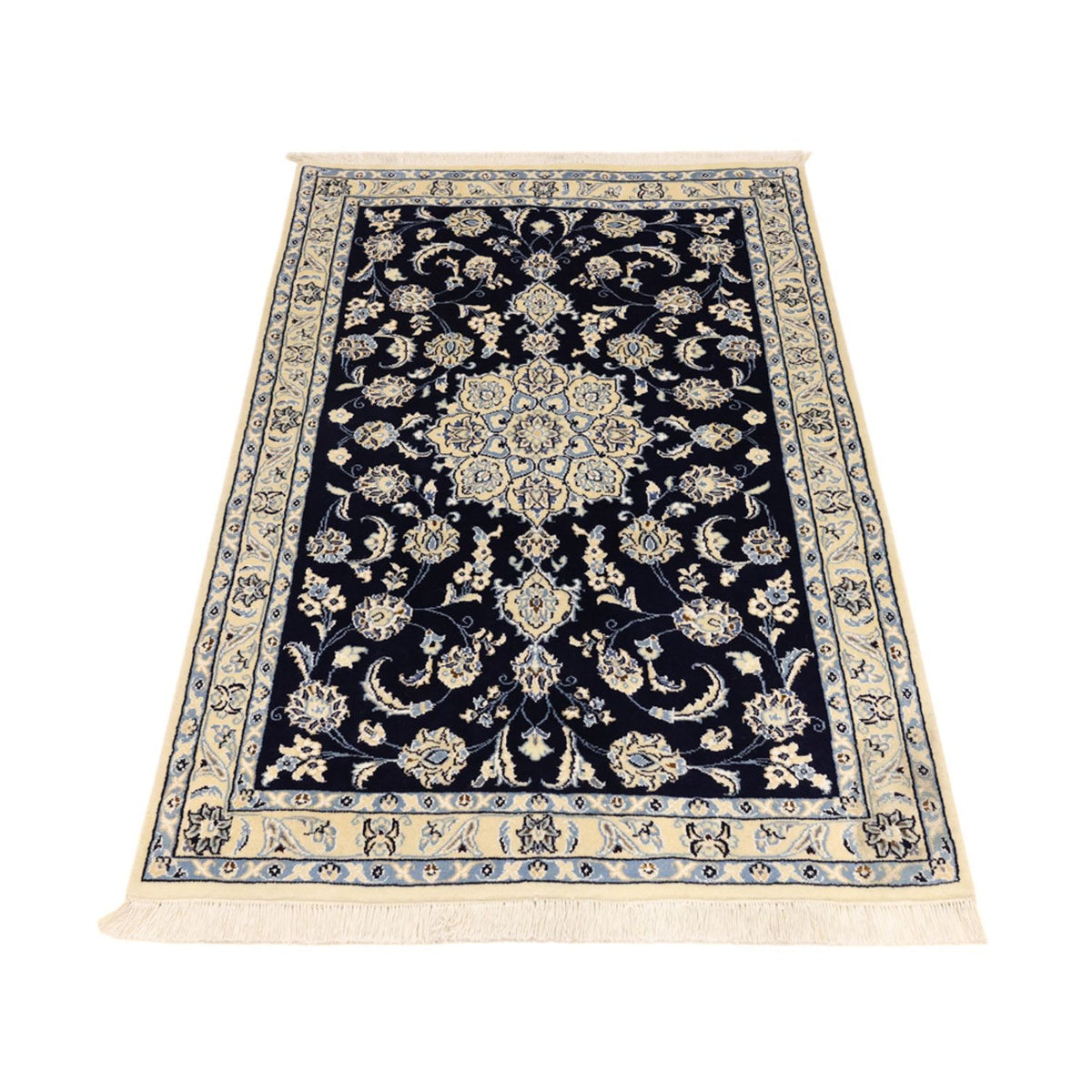 Alfombra Persa - Nain - Real - Real - 136 x 89 cm - azul oscuro
