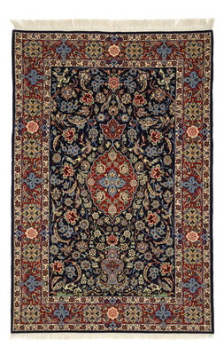 Alfombra oriental - Isfahan - Urdimbre de seda - 166 x 114 cm - azul oscuro