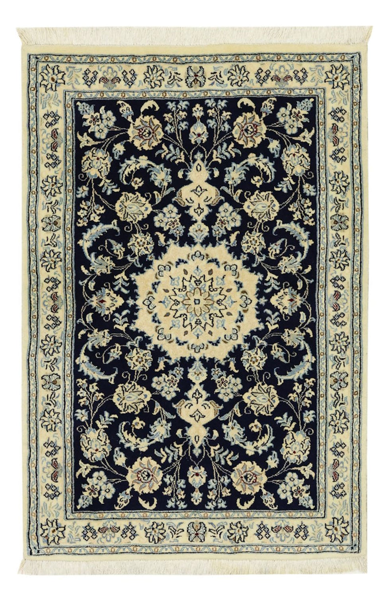Alfombra Persa - Nain - Real - Real - 114 x 78 cm - azul oscuro