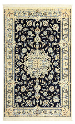 Alfombra Persa - Nain - Real - Real - 136 x 86 cm - azul oscuro