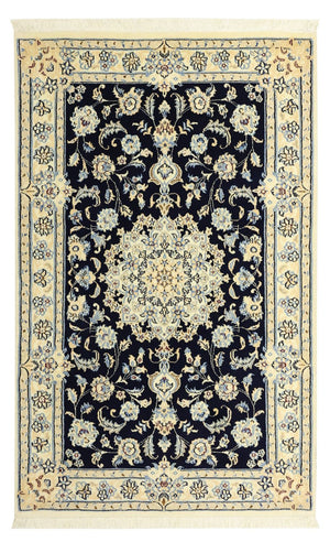 Alfombra Persa - Nain - Real - Real - 136 x 86 cm - azul oscuro