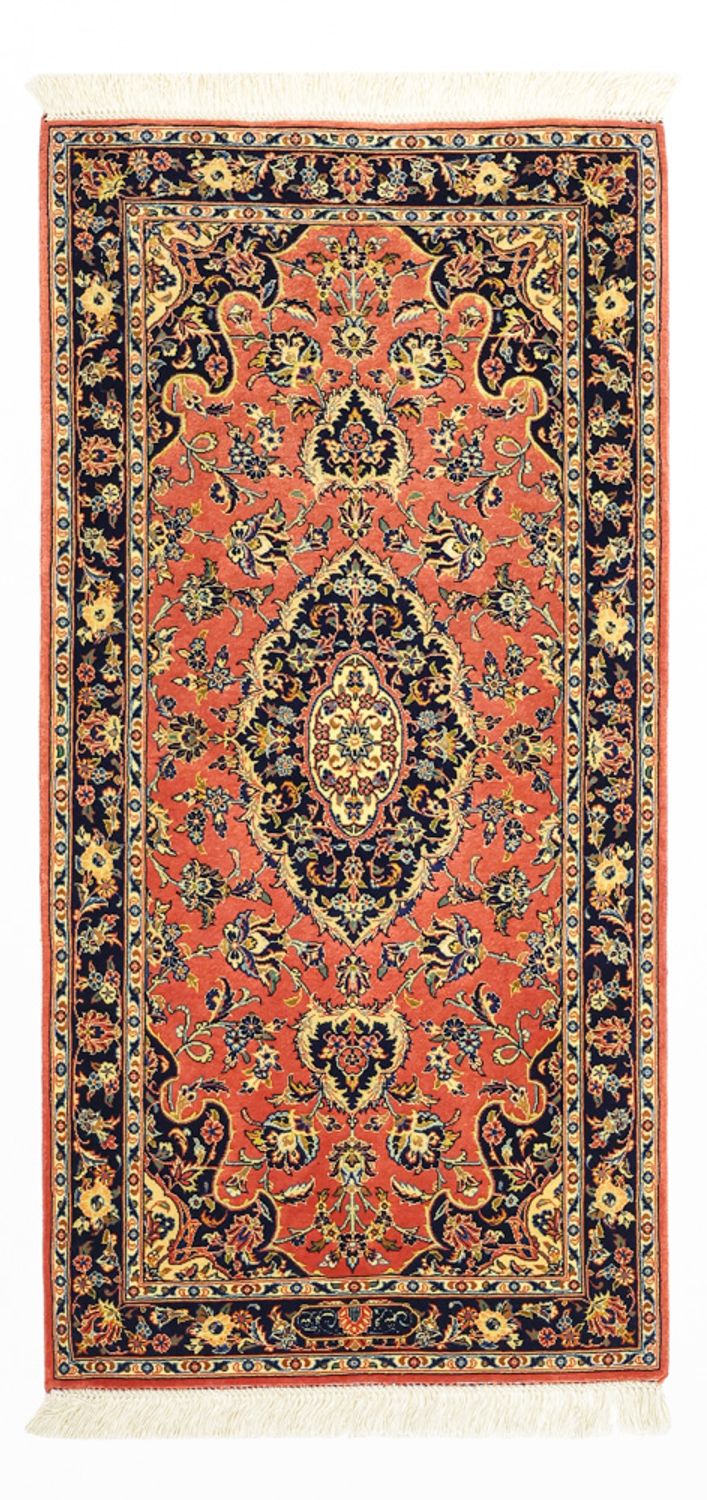 Alfombra persa - Keshan - Urdimbre de seda - 122 x 59 cm - rojo