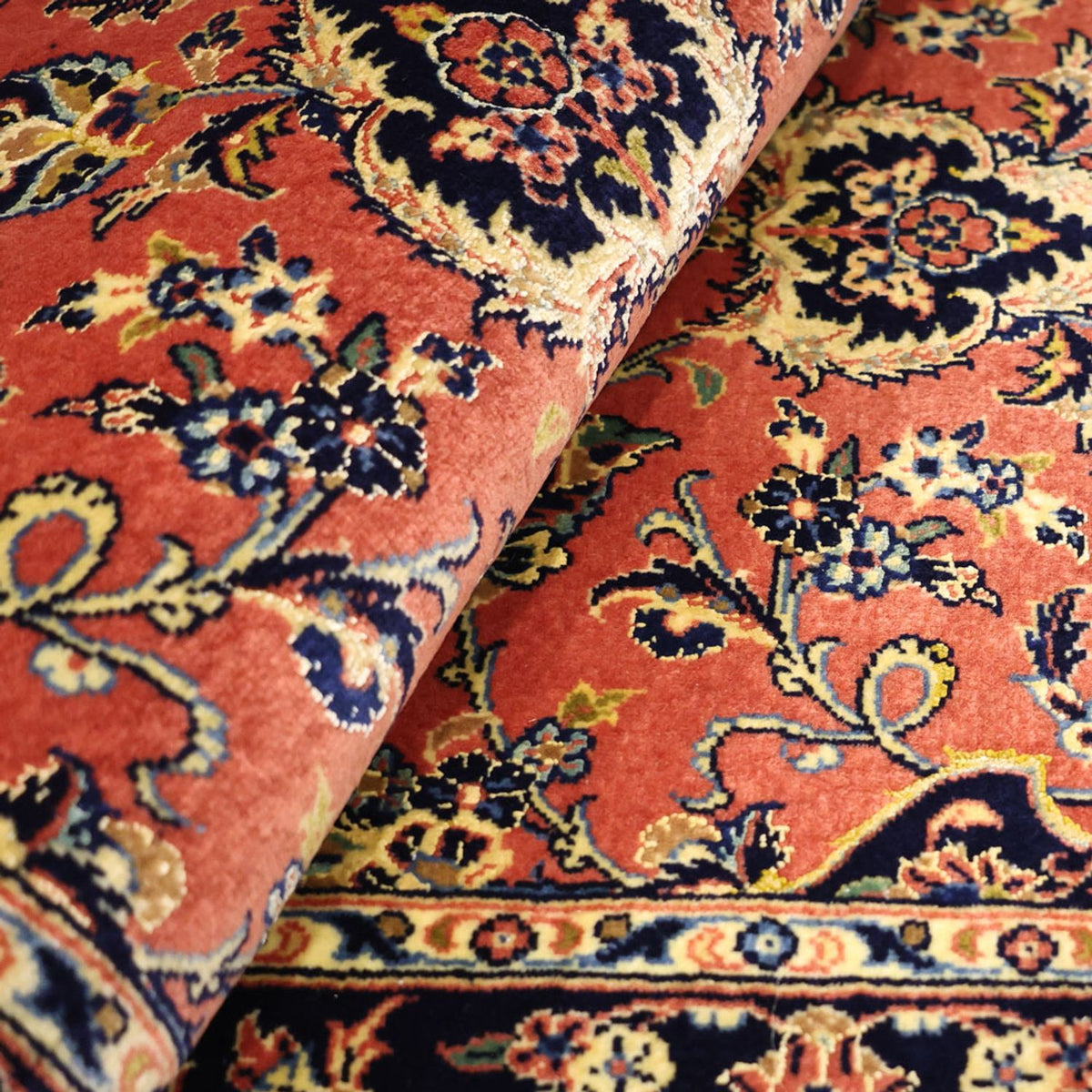 Alfombra persa - Keshan - Urdimbre de seda - 122 x 59 cm - rojo