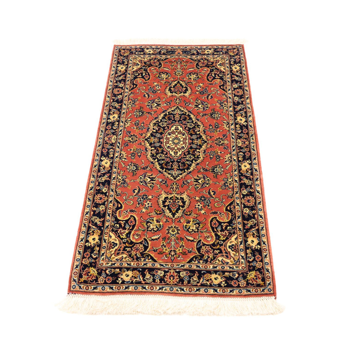 Alfombra persa - Keshan - Urdimbre de seda - 122 x 59 cm - rojo