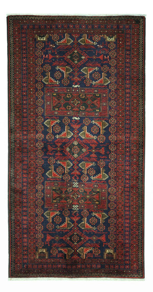 Alfombra de pasillo Alfombra Belutsch - 194 x 101 cm - rojo oscuro