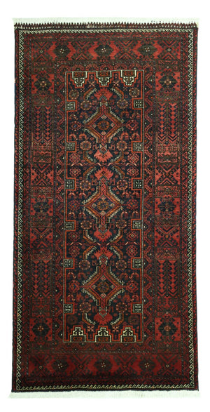 Alfombra de pasillo Alfombra Belutsch - 190 x 99 cm - rojo oscuro