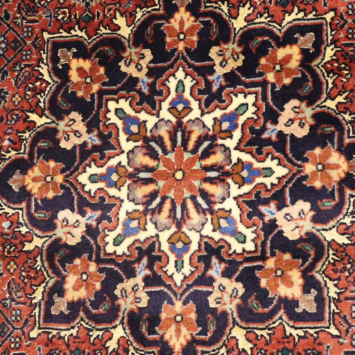 Alfombra persa - Bidjar - Real - 150 x 70 cm - rojo oscuro