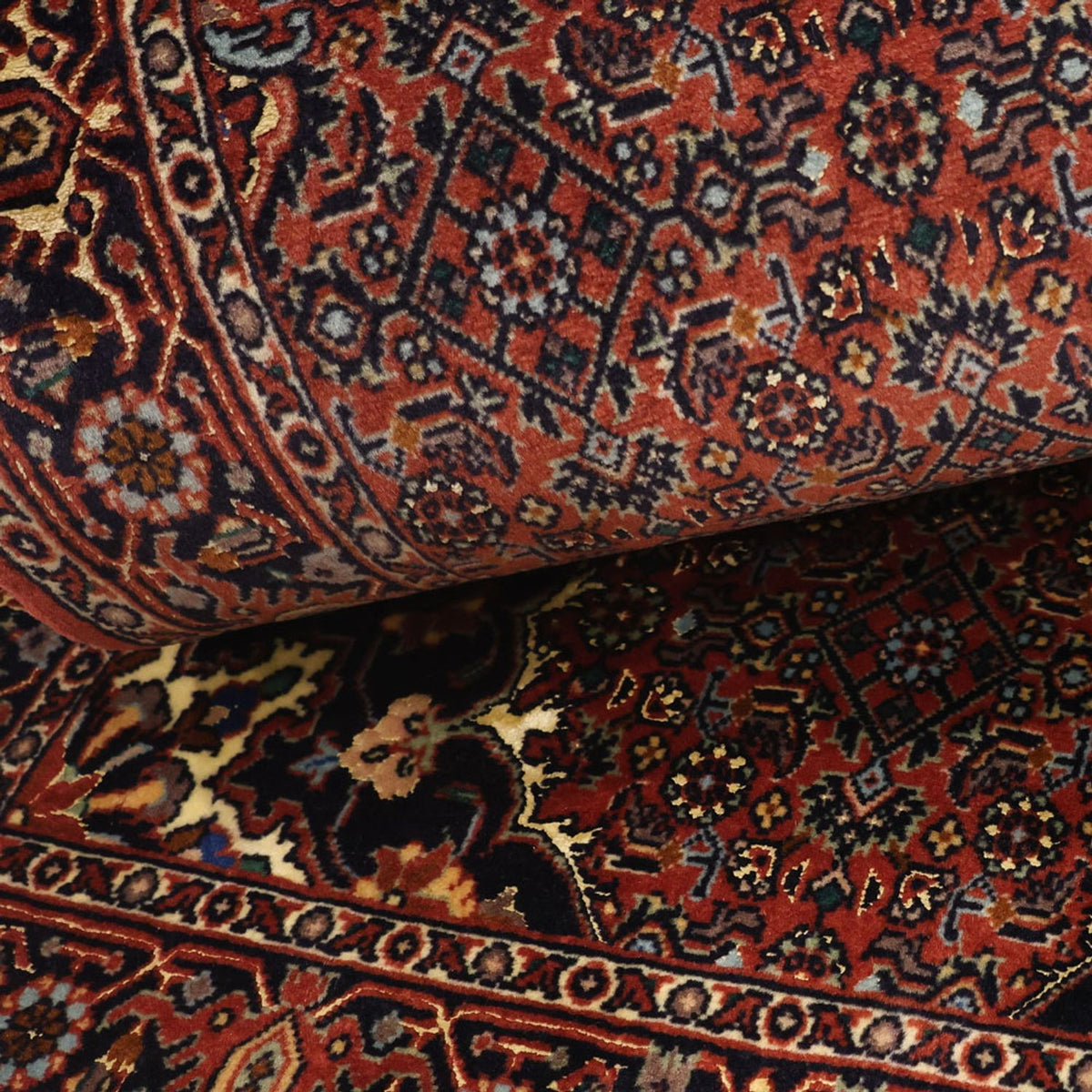 Alfombra persa - Bidjar - Real - 150 x 70 cm - rojo oscuro