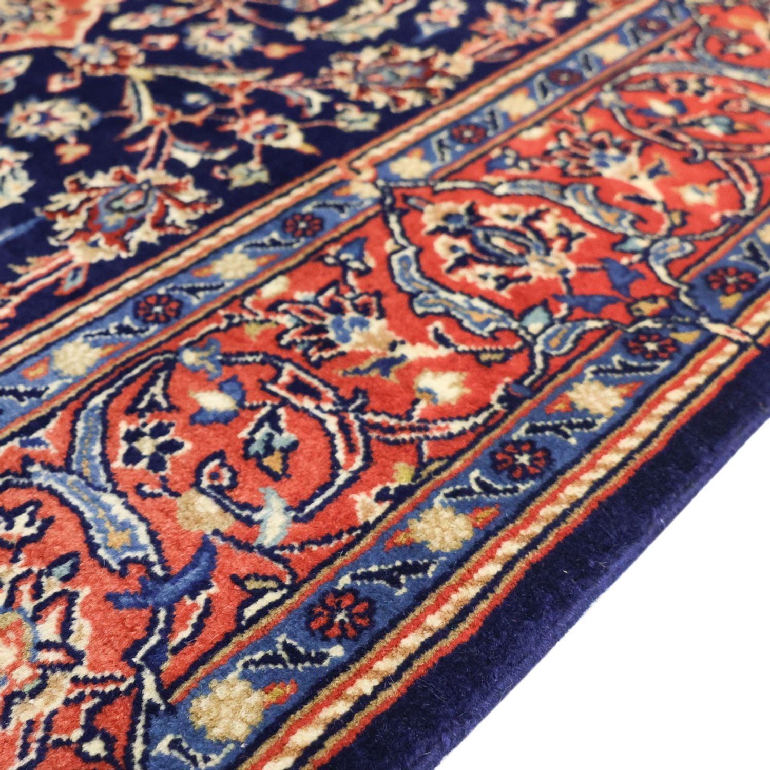 Alfombra persa - Keshan - 169 x 114 cm - azul oscuro