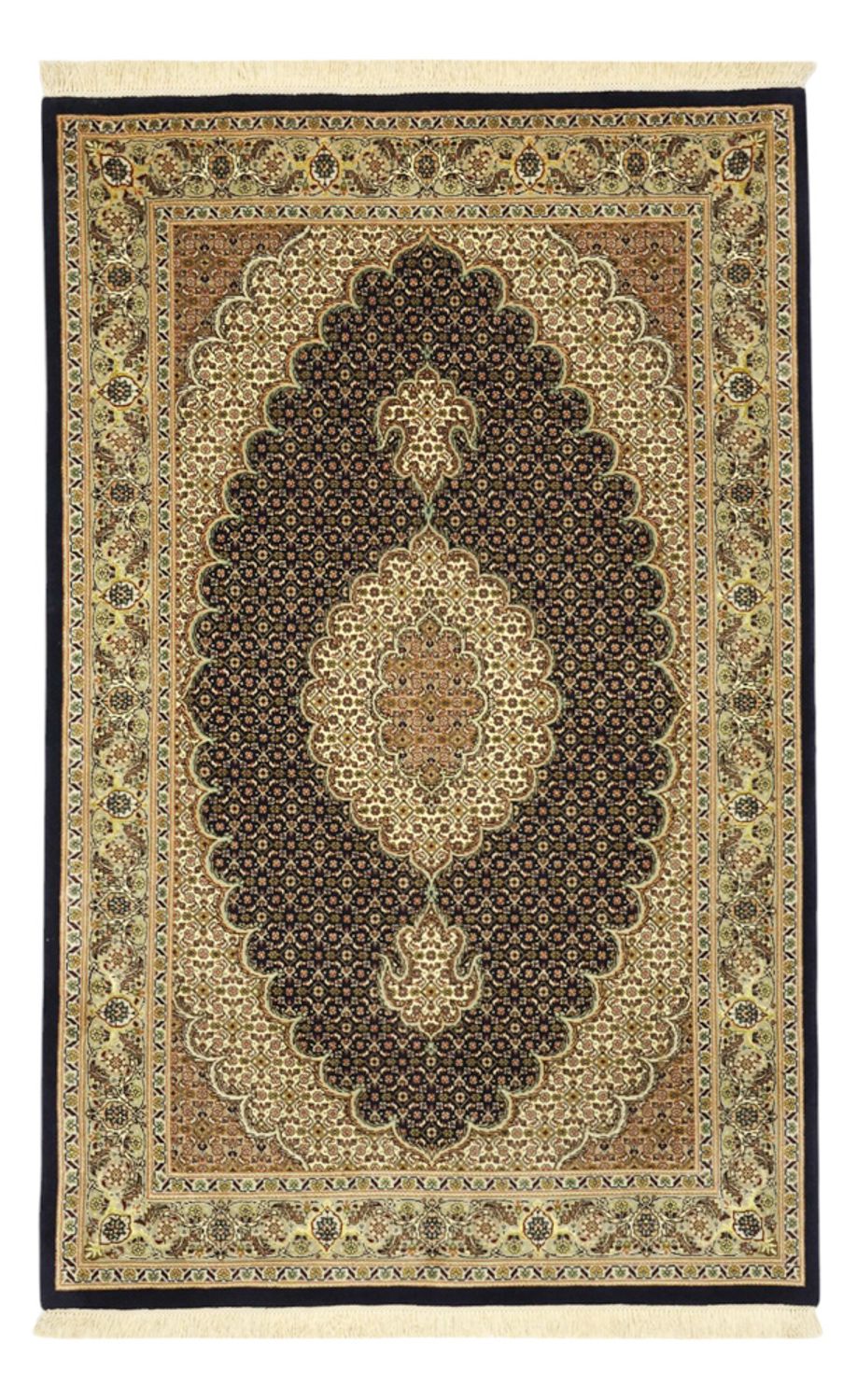 Alfombra Persa - Tabriz - Real - Urdimbre de seda - 160 x 98 cm - beige oscuro