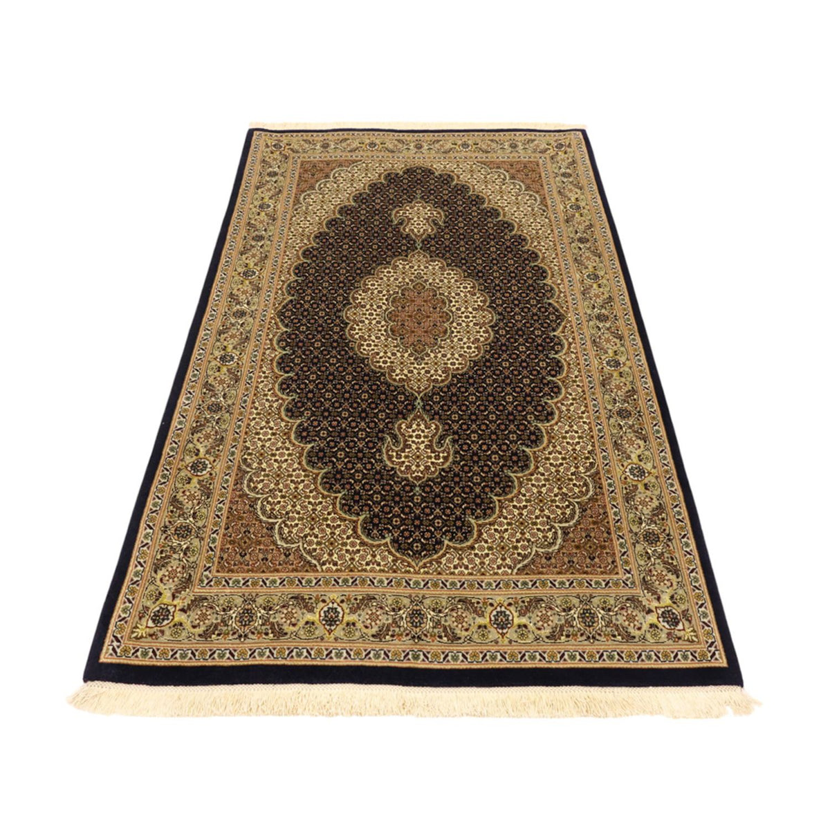 Alfombra Persa - Tabriz - Real - Urdimbre de seda - 160 x 98 cm - beige oscuro