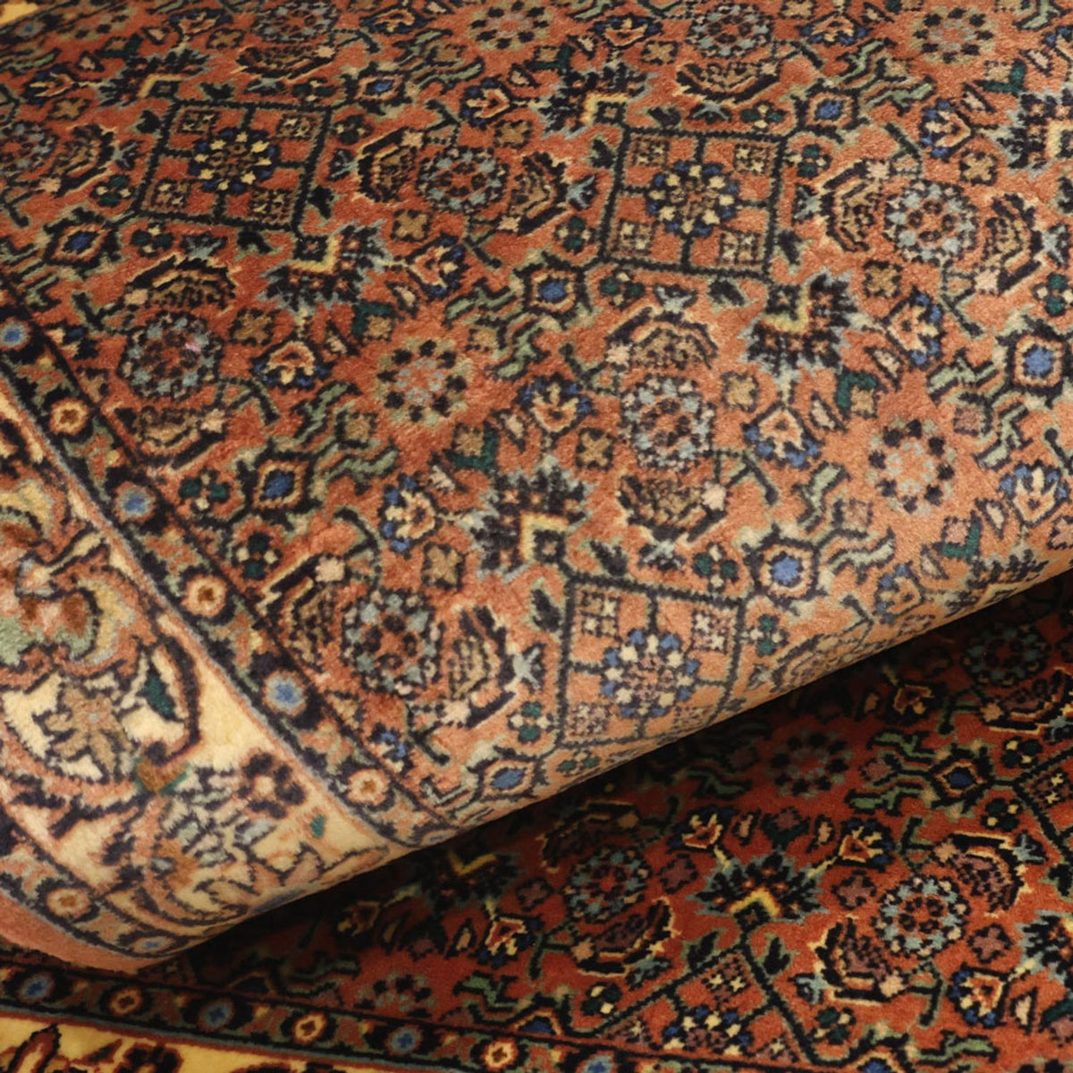 Alfombra persa - Bidjar - 144 x 71 cm - beige oscuro