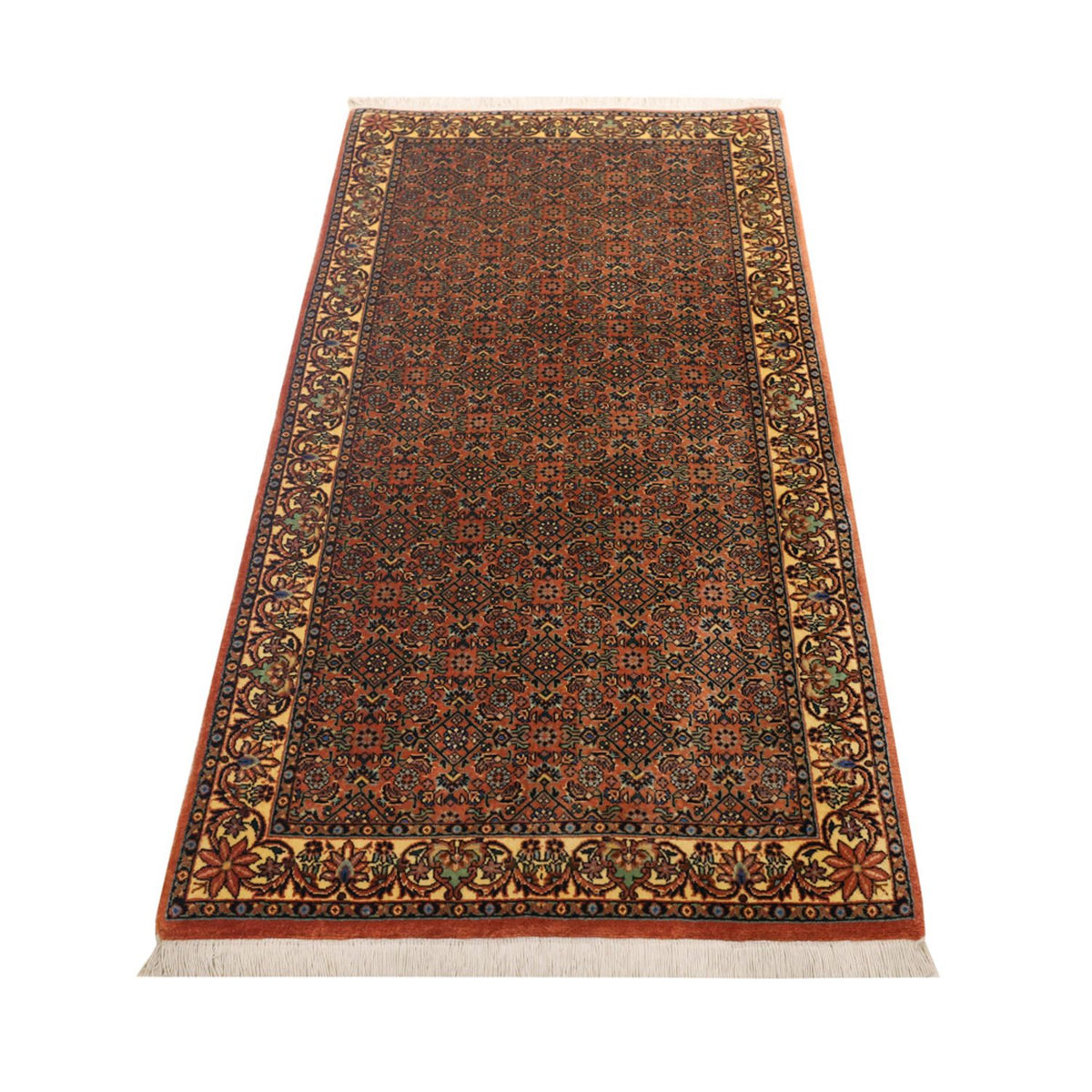 Alfombra persa - Bidjar - 144 x 71 cm - beige oscuro