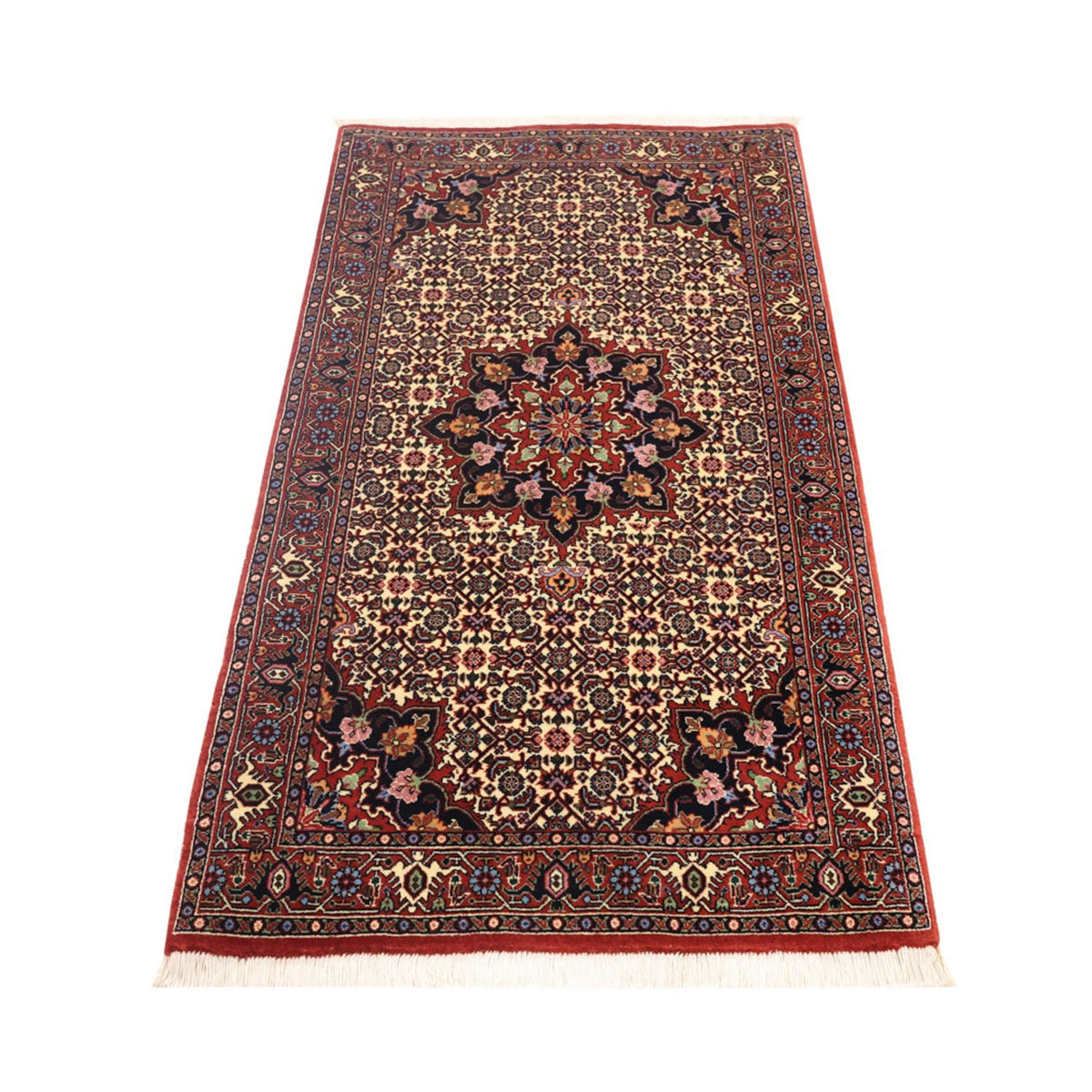 Alfombra persa - Bidjar - 137 x 72 cm - beige oscuro