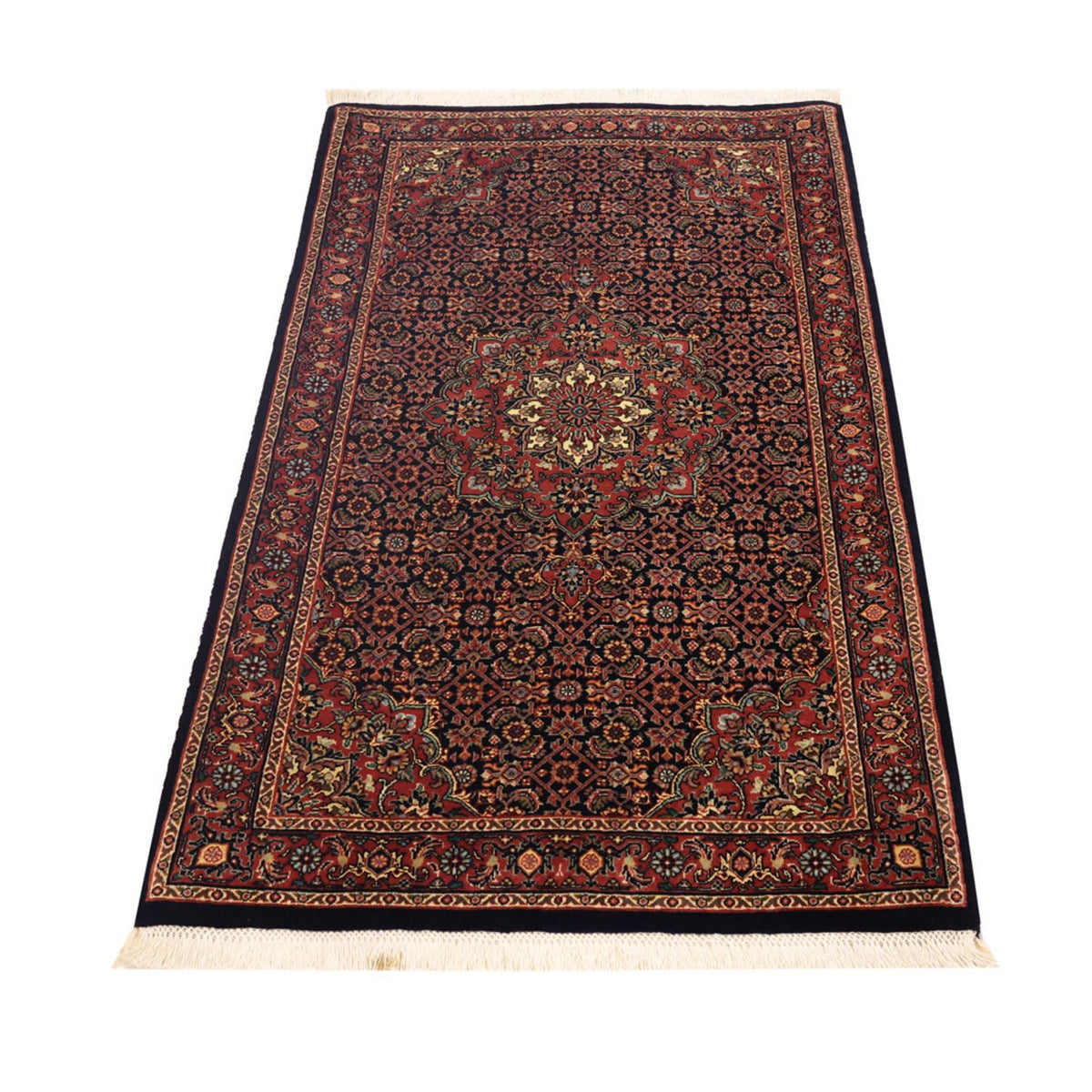 Alfombra persa - Bidjar - 131 x 79 cm - rojo oscuro