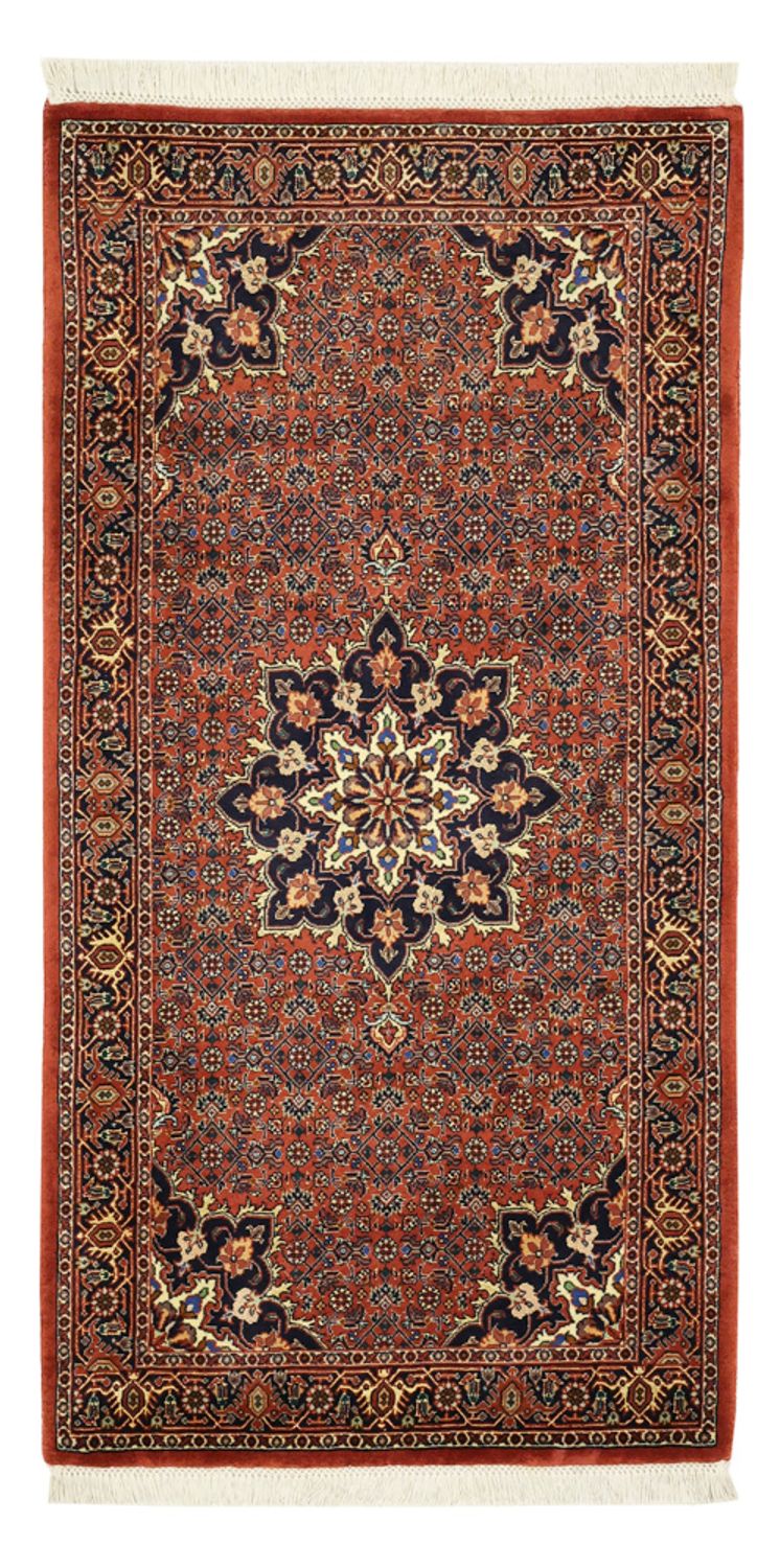 Alfombra persa - Bidjar - 139 x 68 cm - rojo oscuro