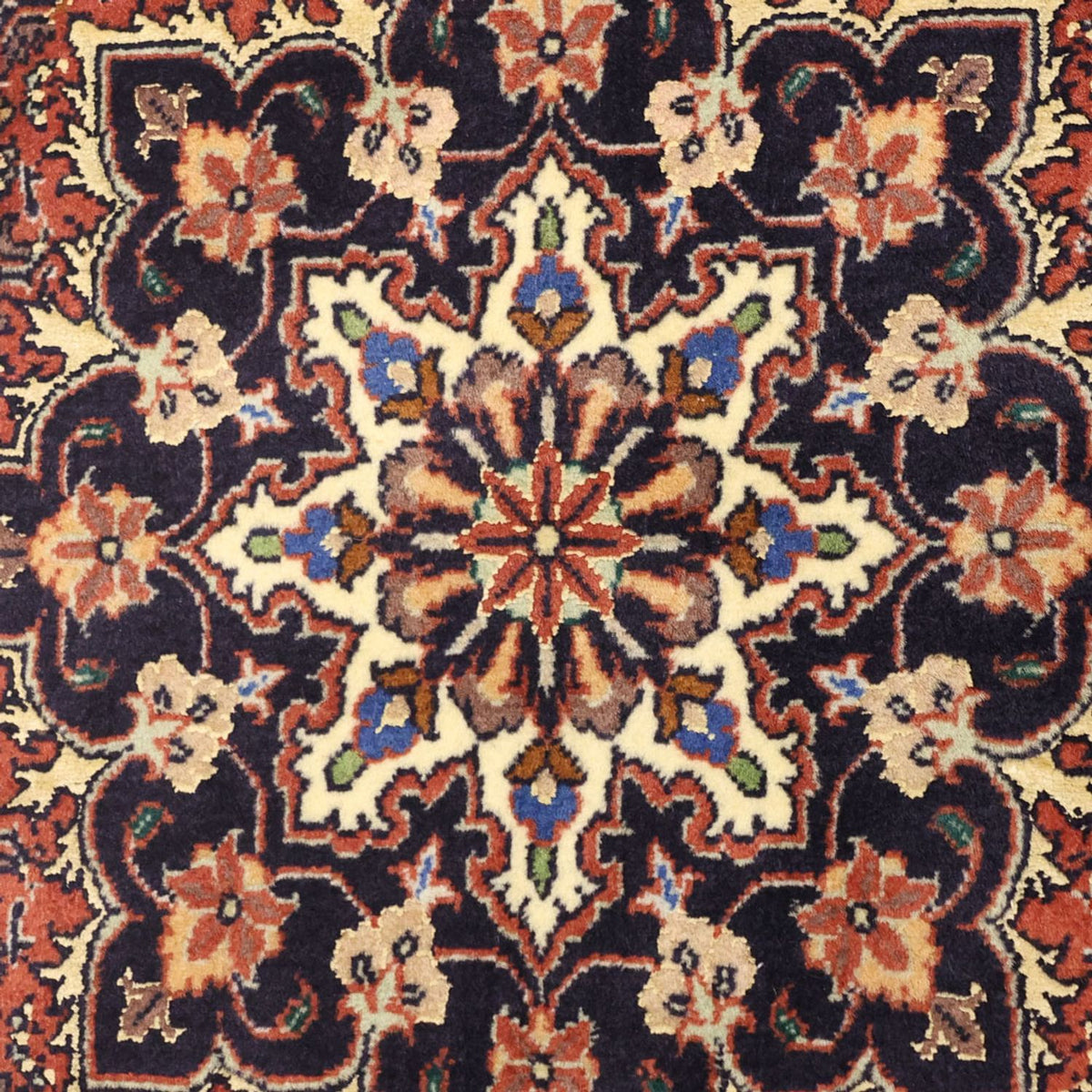 Alfombra persa - Bidjar - 139 x 68 cm - rojo oscuro