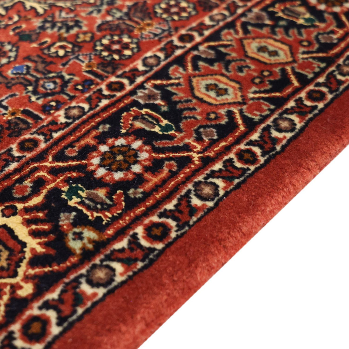 Alfombra persa - Bidjar - 139 x 68 cm - rojo oscuro