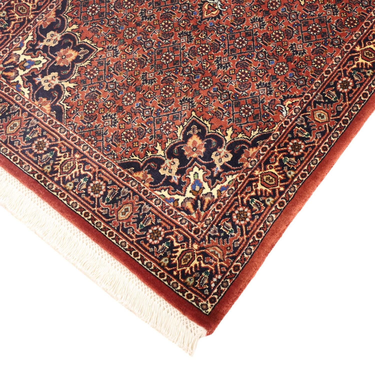 Alfombra persa - Bidjar - 139 x 68 cm - rojo oscuro